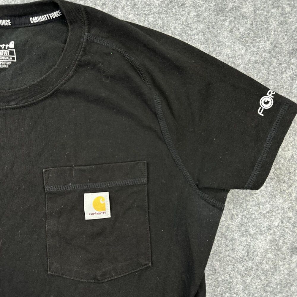 Carhartt Shirt Womens Small Black Force Pocket Logo Workwear Tee Short Sleeve - Picture 3 of 10